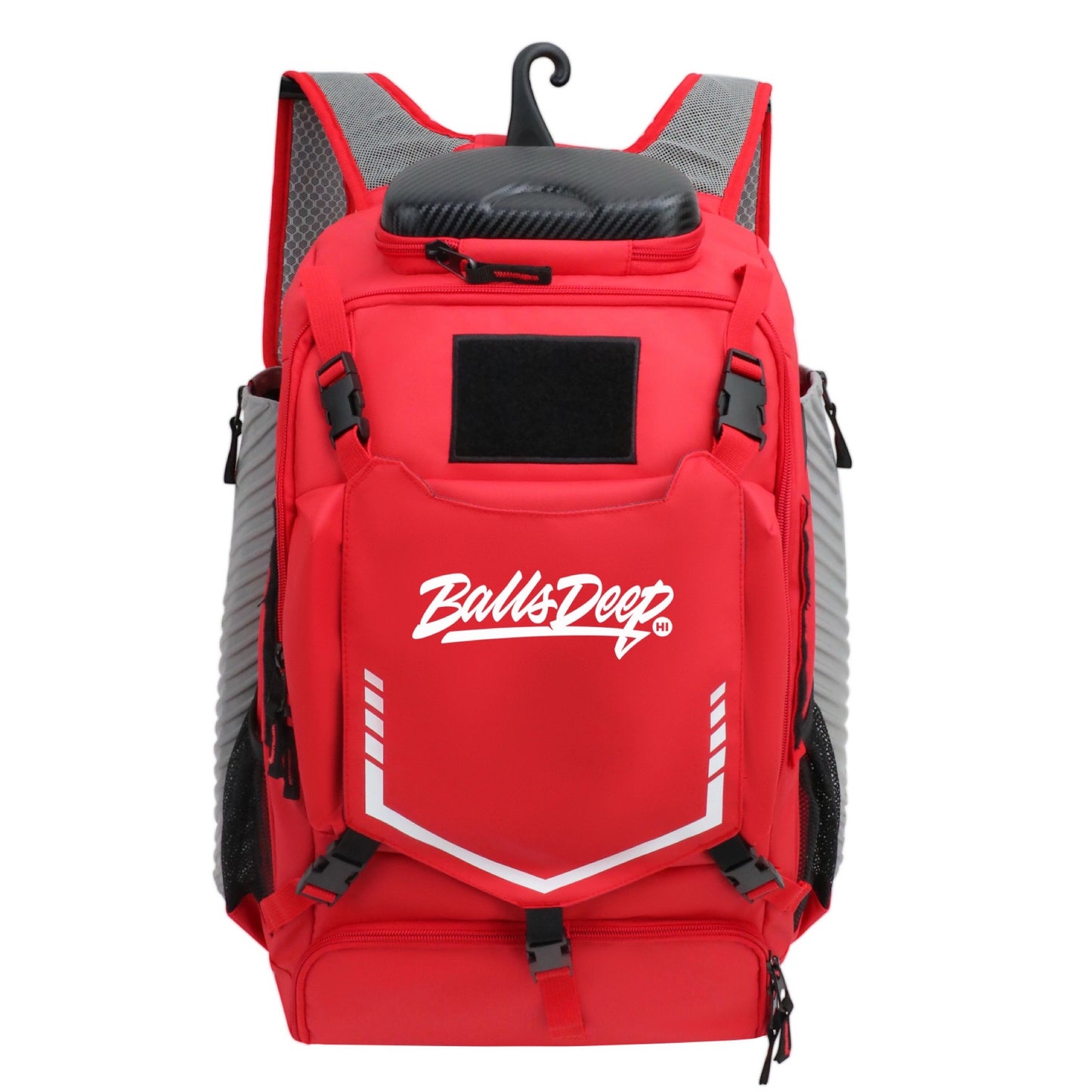 Balls Deep HI “Scarlet Red” Baseball Backpack