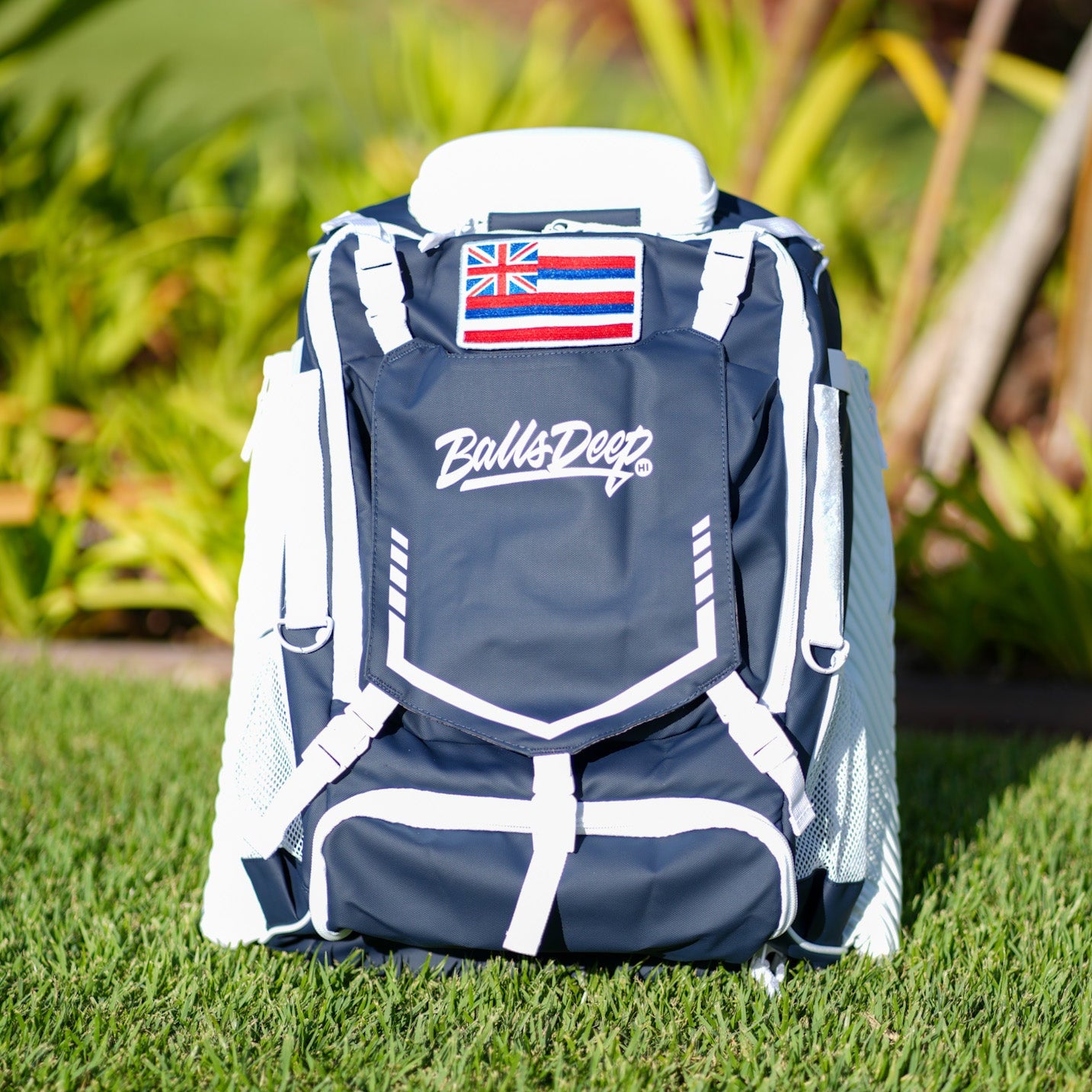 Balls Deep HI Navy/White Baseball Backpack