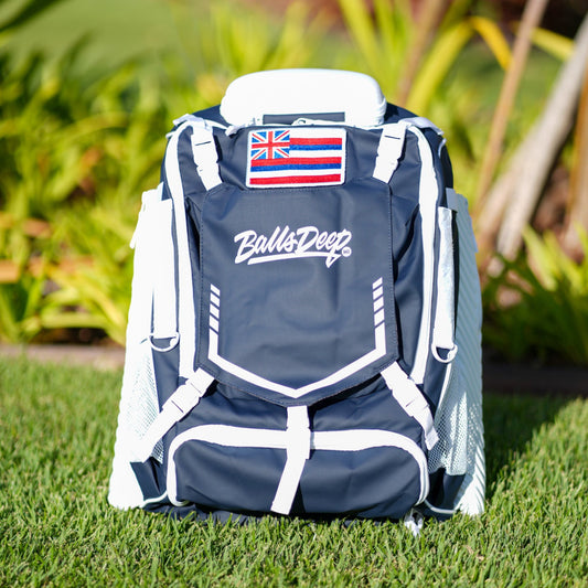 Balls Deep HI Navy/White Baseball Backpack