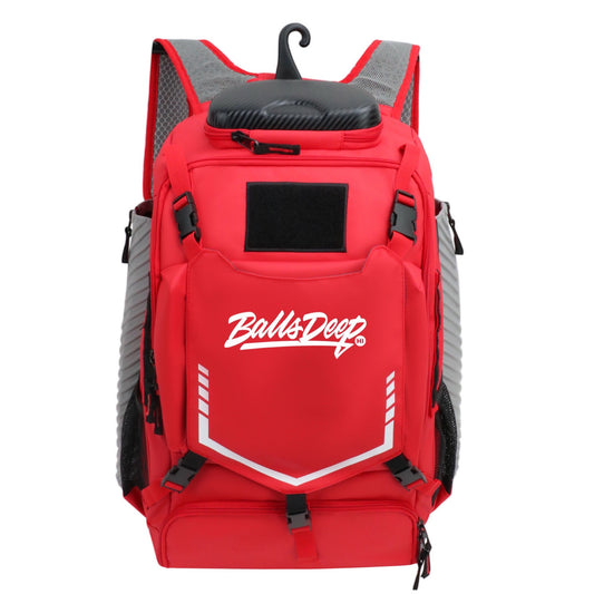 Balls Deep HI Scarlet Red Baseball Backpack
