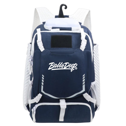 Balls Deep HI Navy/White Baseball Backpack