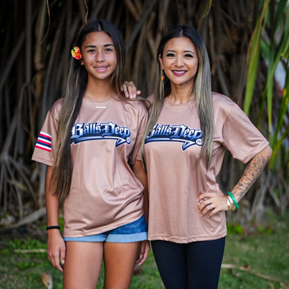 Beige “Old English” Balls Deep HI Dri Fit Tee