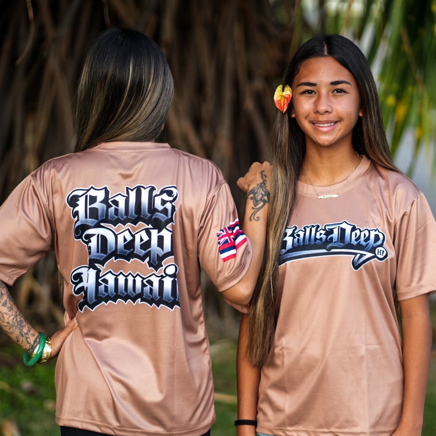 Beige “Old English” Balls Deep HI Dri Fit Tee