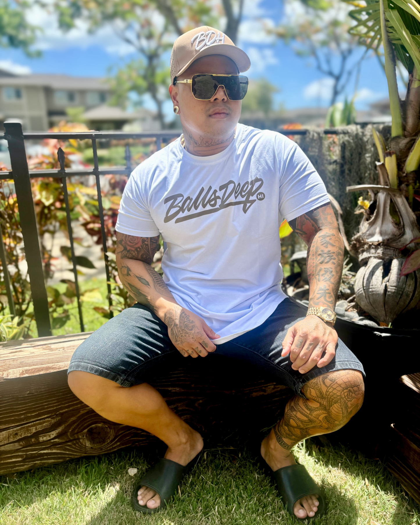 Balls Deep HI White Fitted Tee