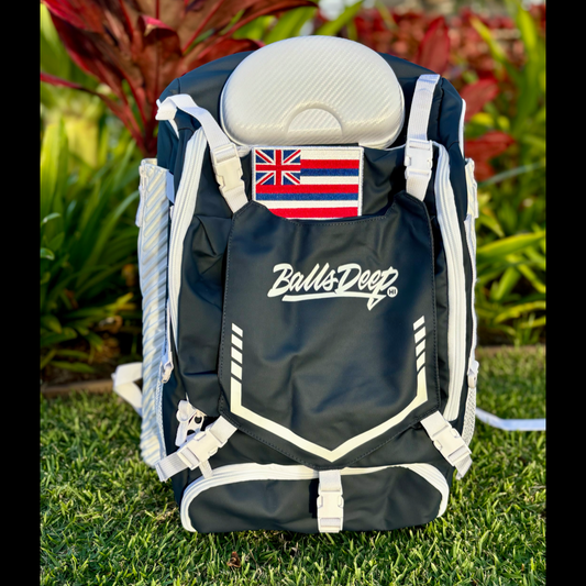 Balls Deep HI Navy/White Baseball Backpack