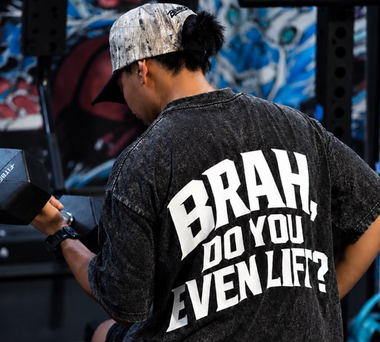 “Brah, Do You Even Lift?” Black Acid Wash Tee