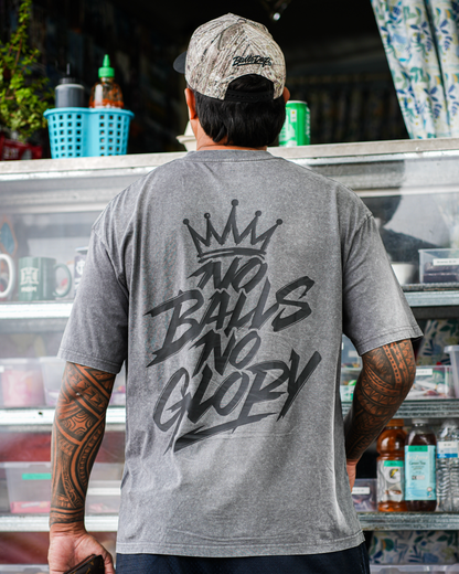 Gray Acid Wash “No Balls No Glory” Tee